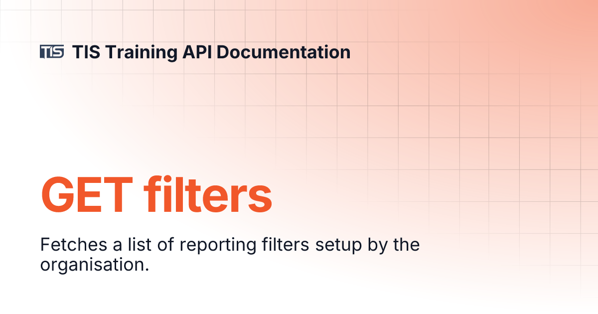GET filters | TIS Training API Documentation